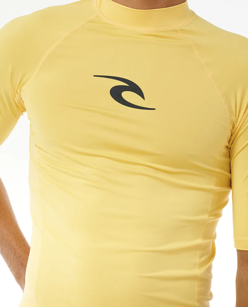 Rip Curl Waves UPF Perf Short Sleeve Yellow - Mens Rash Vest-4