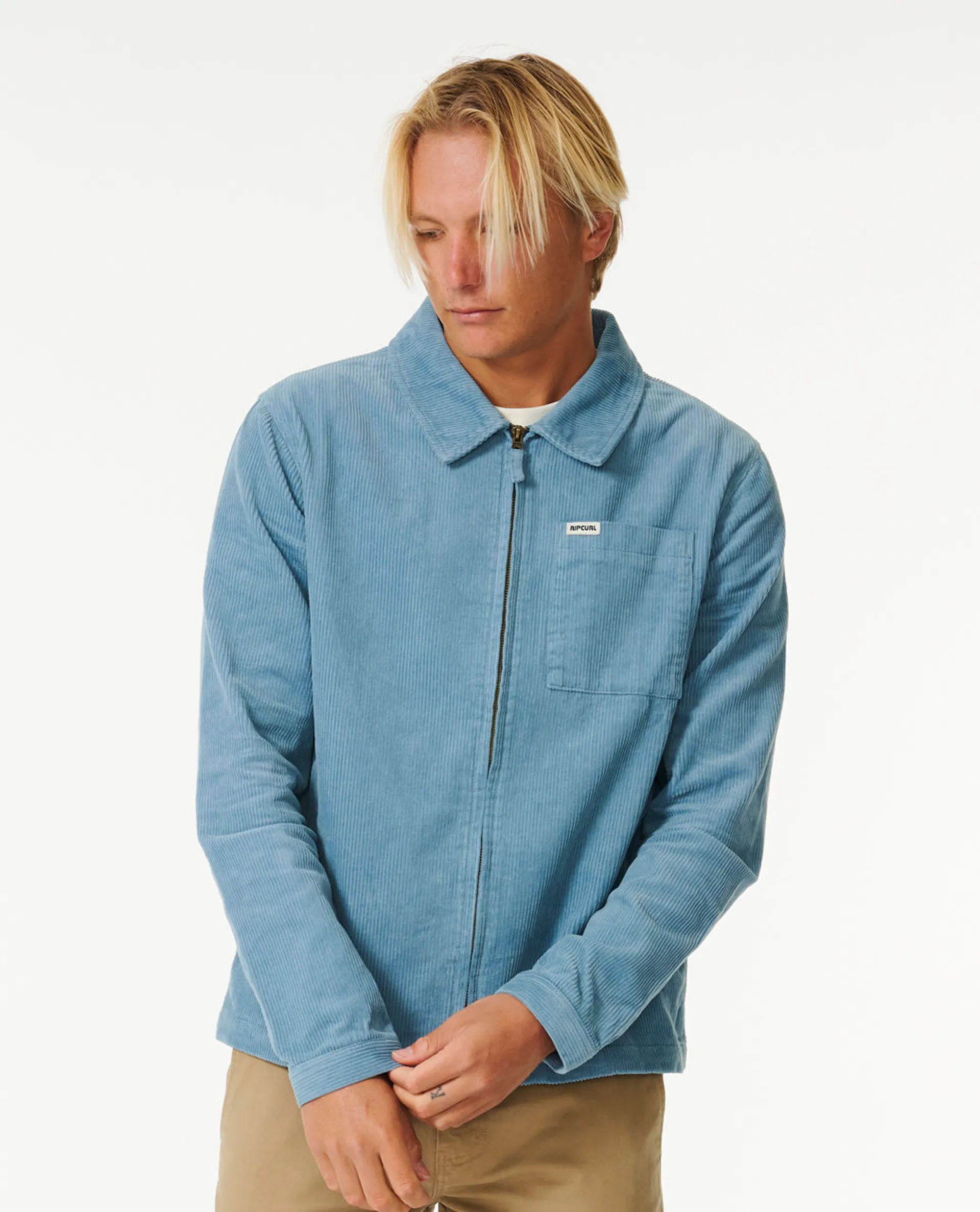 Rip Curl Surf Revival Cord Jacket Dusty Blue Mens Collared Coat