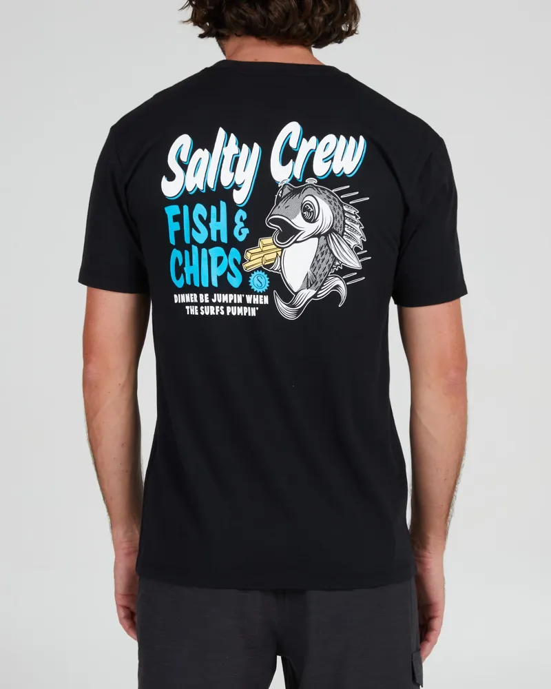 Salty Crew Fish And Chips Premium Short Sleeve Tee Black - Mens T-Shirt