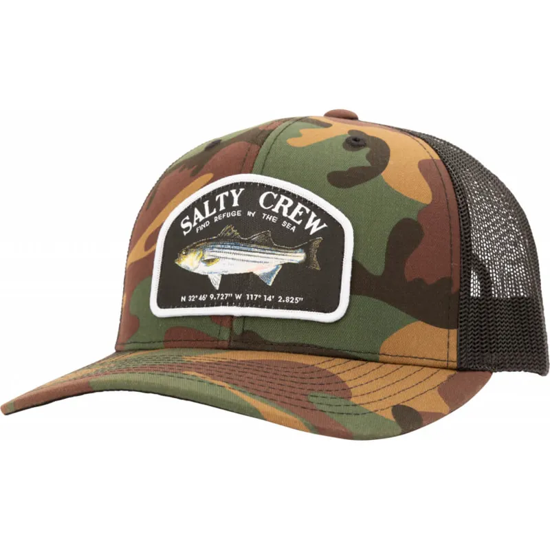 Salty Crew Striper Retro Trucker Cap In Camo
