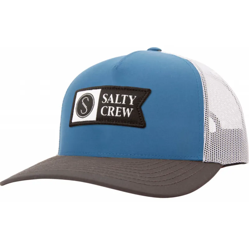 Salty Crew Pinnacle 2 Retro Trucker Cap In Blue/Grey