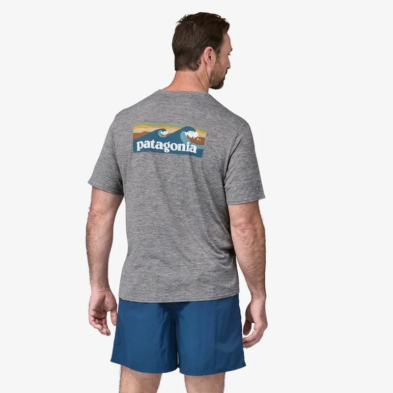 Patagonia Cap Cool Daily Graphic Shirt Waters Boardshort Logo Abalone Blue: Feather Grey Womens Grey T-Shirt-4