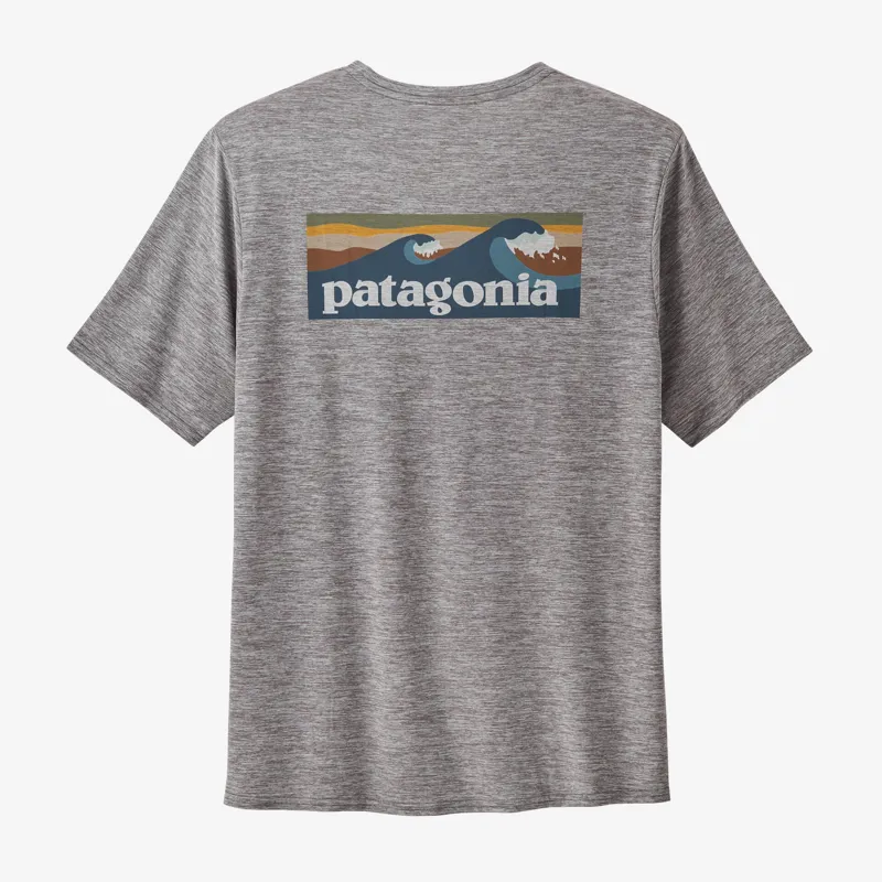 Patagonia Cap Cool Daily Graphic Shirt Waters Boardshort Logo Abalone Blue: Feather Grey Womens Grey T-Shirt