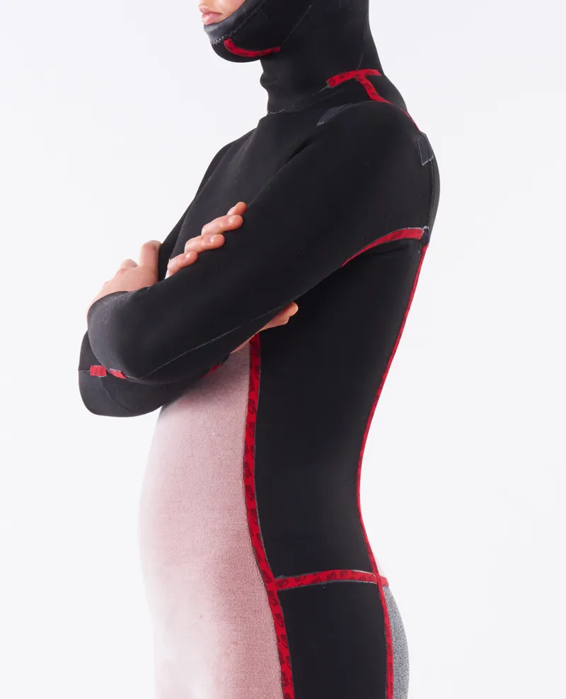 Rip Curl Women's Dawn Patrol 5/4mm Chest Zip Hooded Wetsuit Black-4