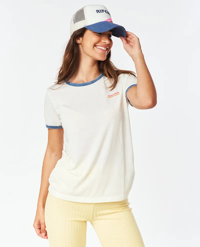 Ripcurl Surf Revival Ringer Tee in Bone