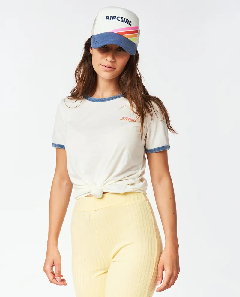 Ripcurl Surf Revival Ringer Tee in Bone-1