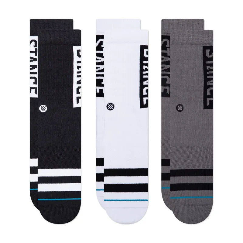 Stance The OG Crew Socks 3 Pack Black White