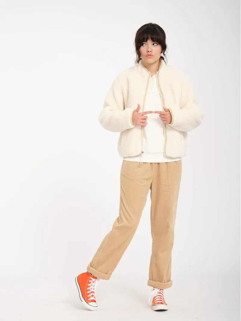 Volcom Wuzer Fuzzar Zip Sherpa Sweatshirt Cloud - Womens White Polar Crew-7