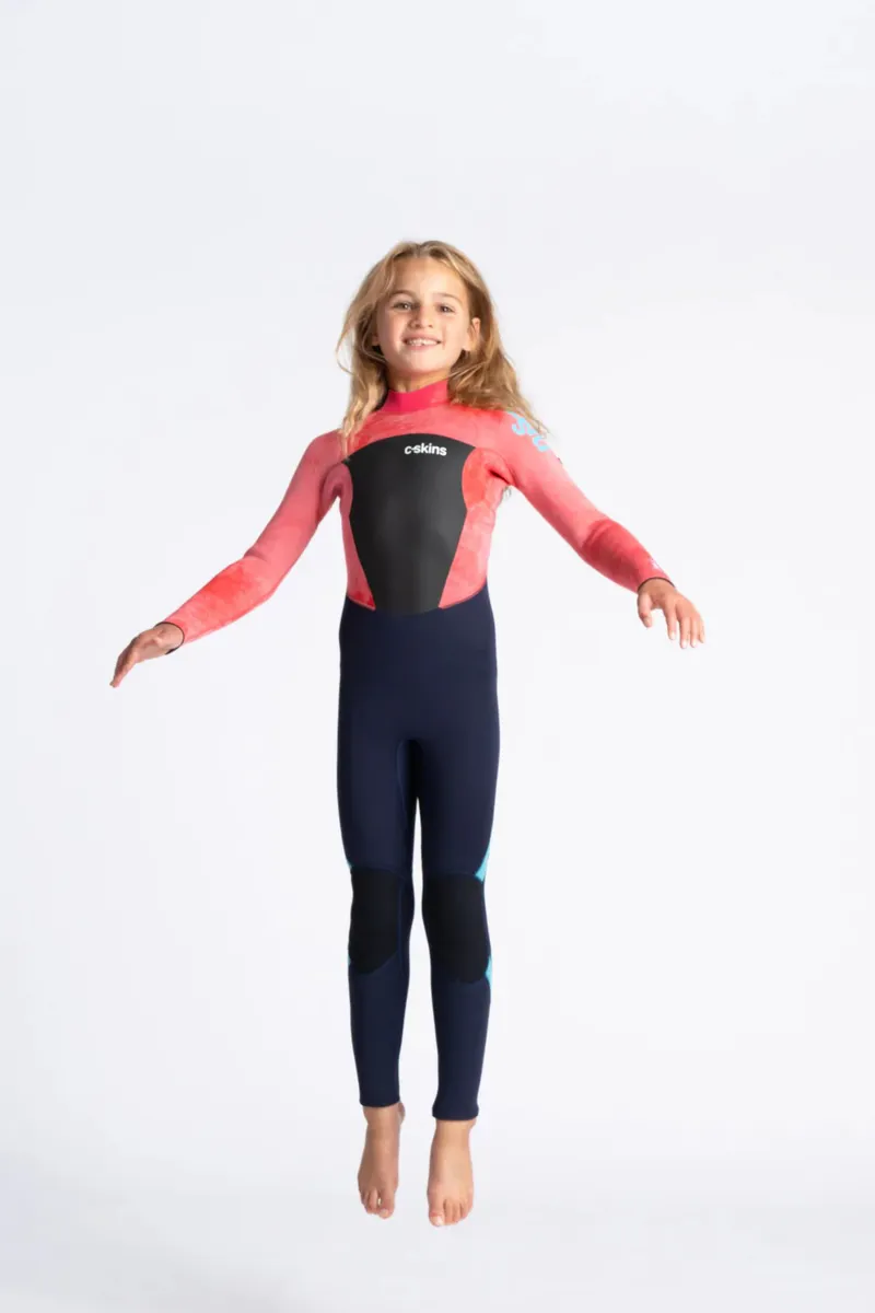C-Skins Legend 4:3 Junior GBS Back Zip Steamer Slate / Coral Tie Dye / Ocean Blue-3