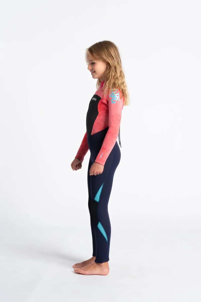 C-Skins Legend 4:3 Junior GBS Back Zip Steamer Slate / Coral Tie Dye / Ocean Blue-5