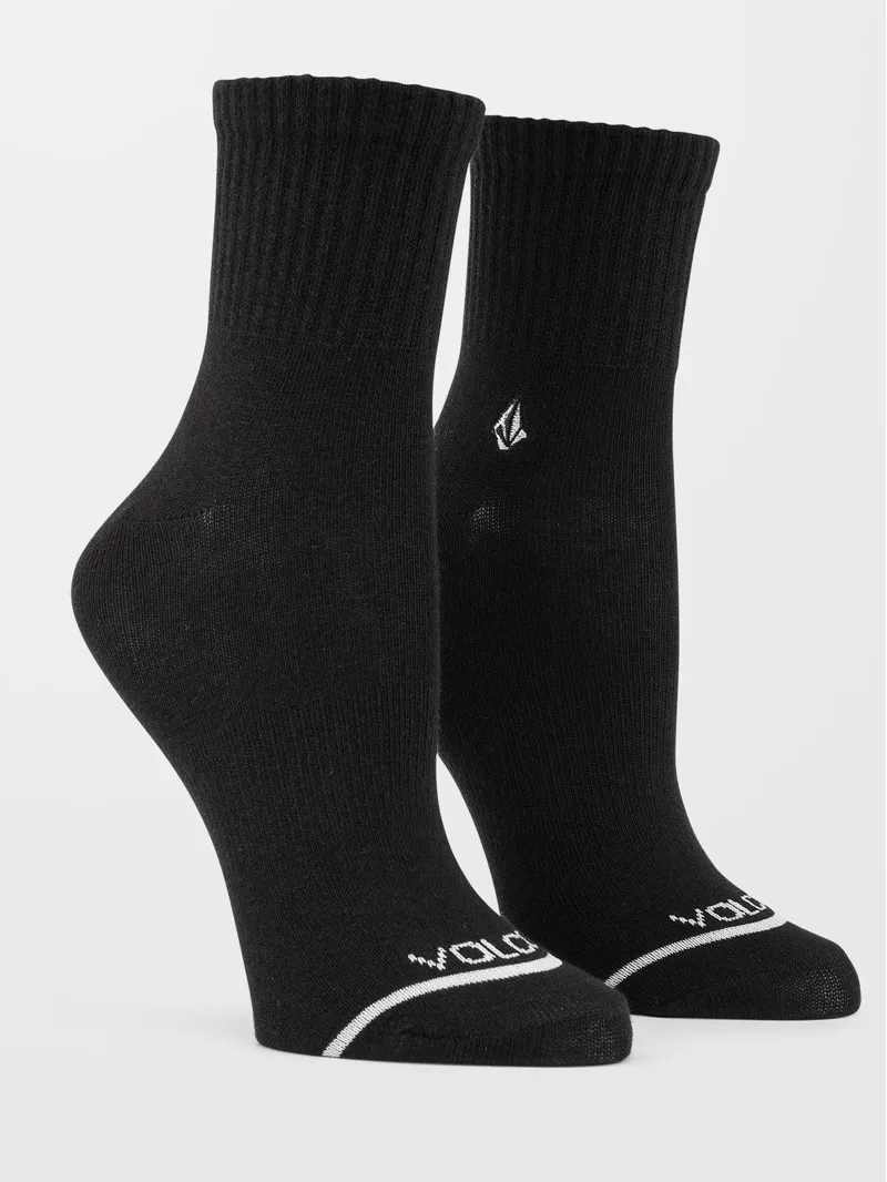 Volcom The New Crew 3 Pack Socks Multi Coloured - Womens Black Pink White-1