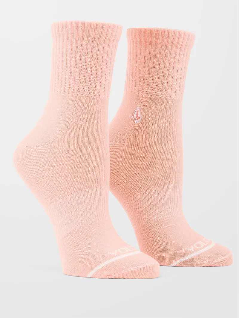 Volcom The New Crew 3 Pack Socks Multi Coloured - Womens Black Pink White-2