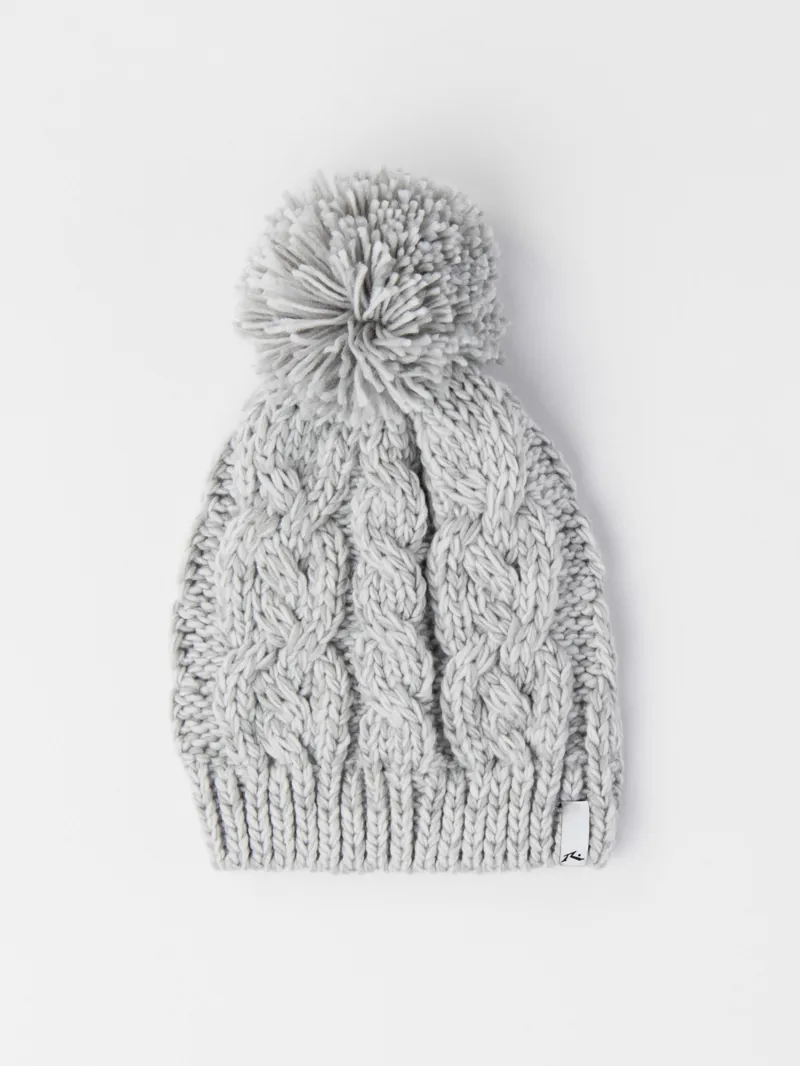 Rusty Mermaid Beanie Light Grey - Womens Knitted Pompom Hat