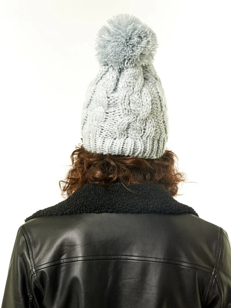 Rusty Mermaid Beanie Light Grey - Womens Knitted Pompom Hat-5