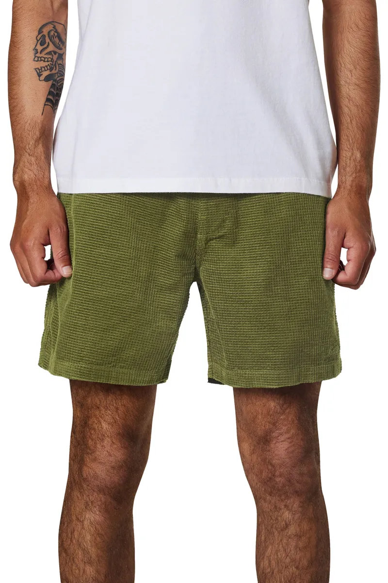 Katin Ward Short Olive - Mens Green Waffle Cord Shorts