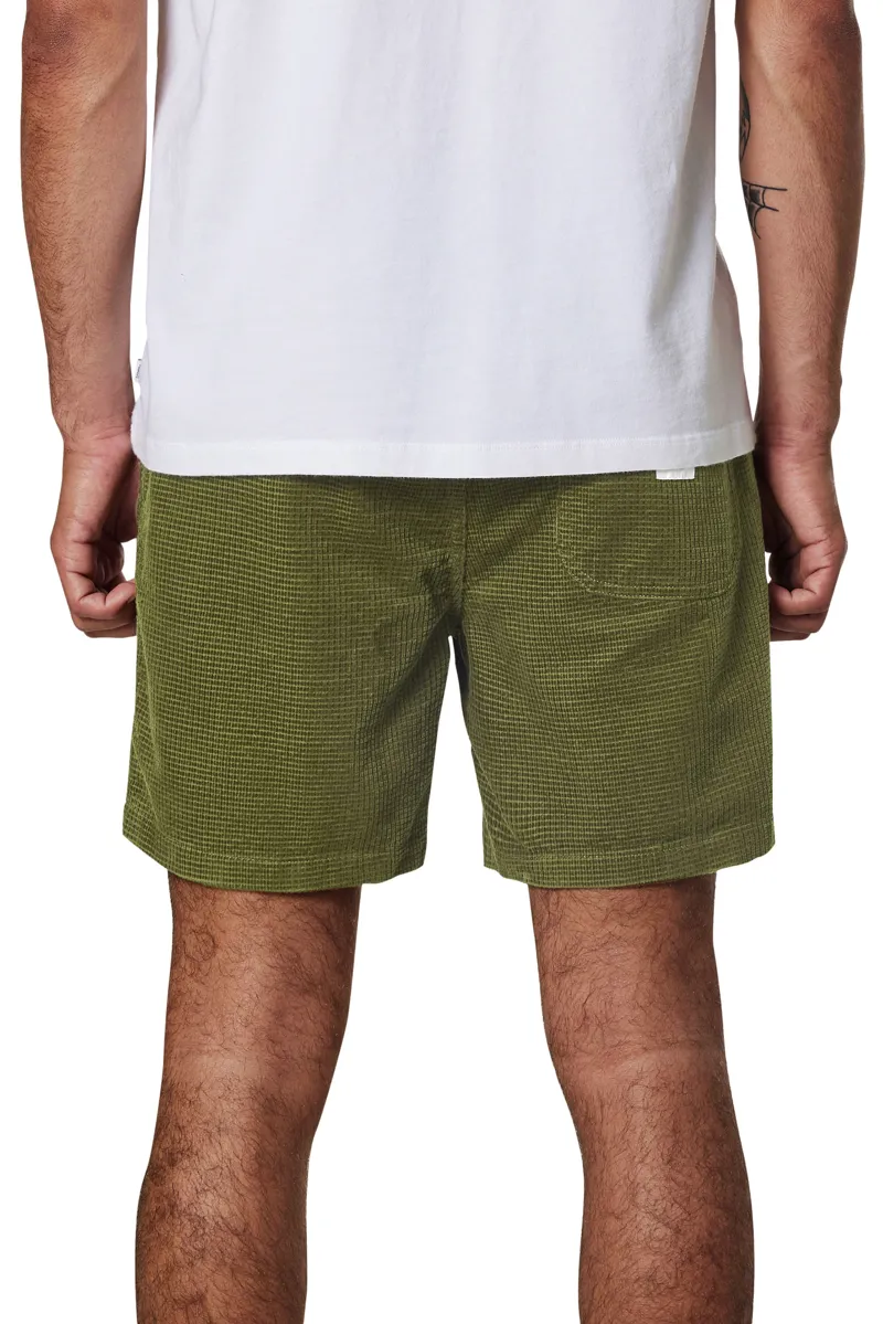 Katin Ward Short Olive - Mens Green Waffle Cord Shorts-2