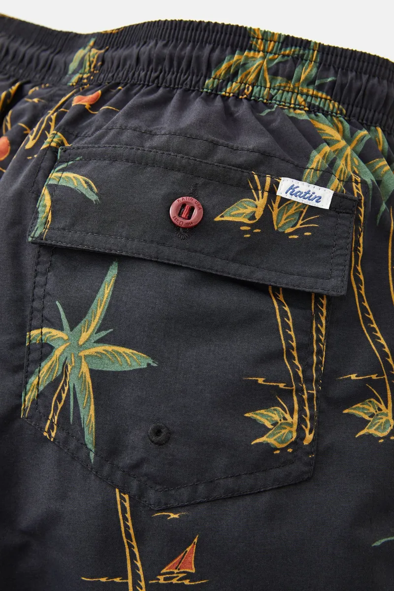 Katin Schooner Volley Board Shorts in Black Wash-5