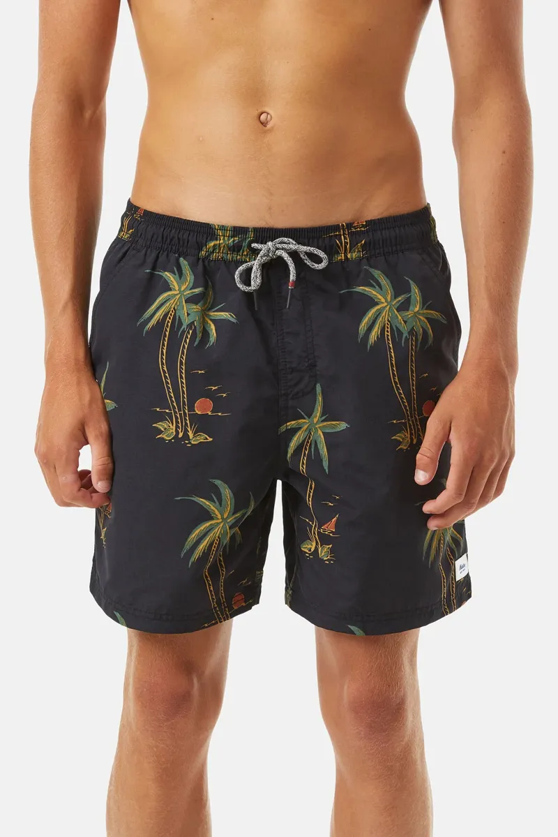 Katin Schooner Volley Board Shorts in Black Wash-1