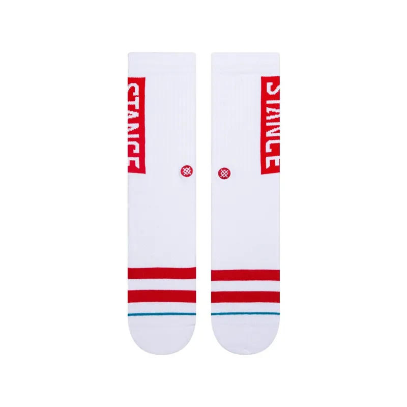 Stance OG Crew Socks White Red-2