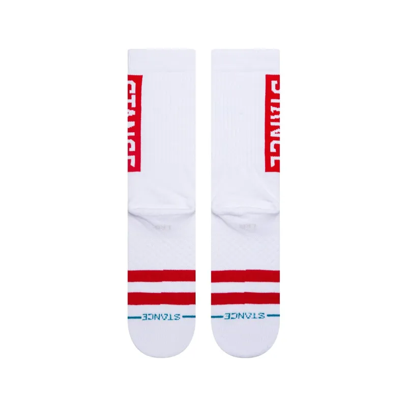 Stance OG Crew Socks White Red-1