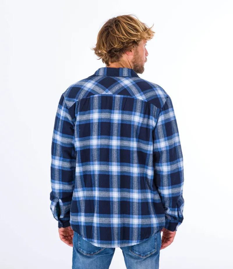 Hurley Portland Sherpa Lined Flannel Shirt Armoured Navy-2