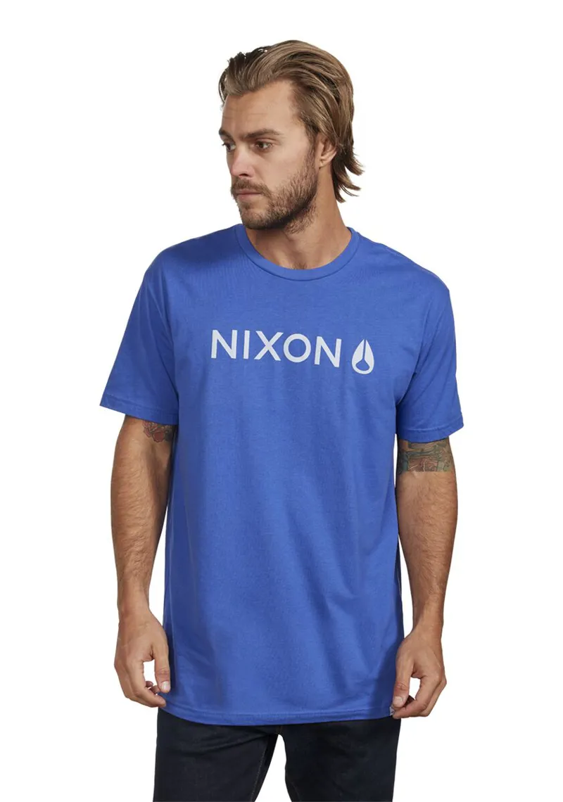 Nixon Basis Short Sleeve Tee in Heather Sapphire/Grey-2