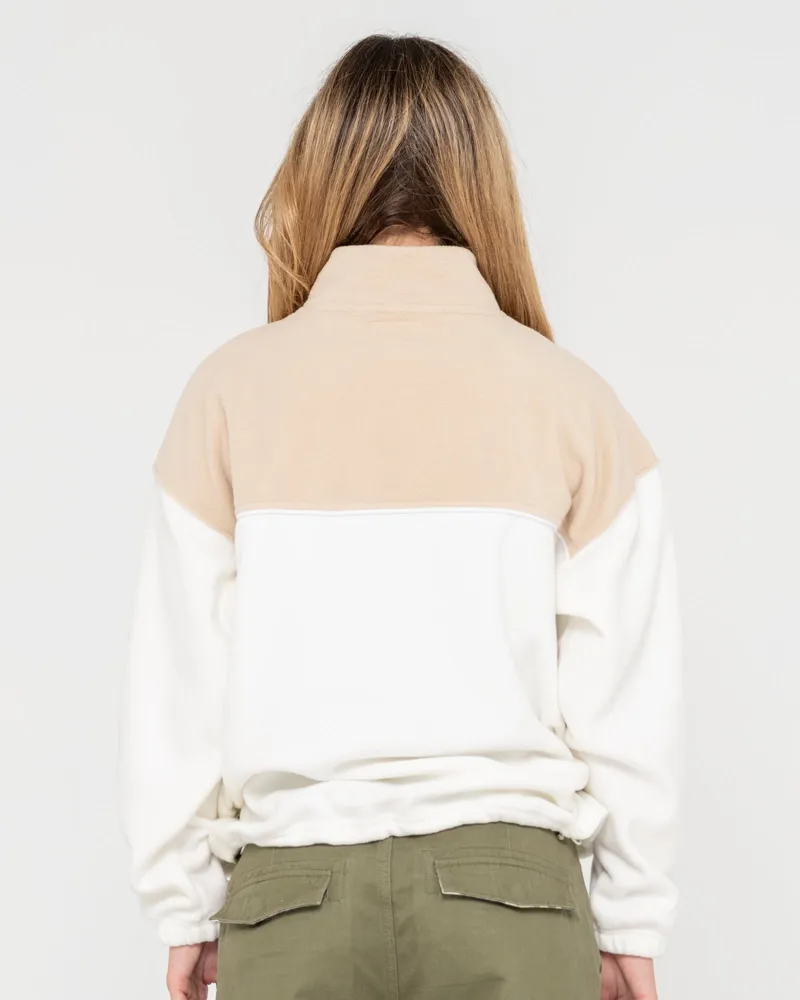 Rusty Tonal Division Half Zip Polar Fleece Oatmeal-1