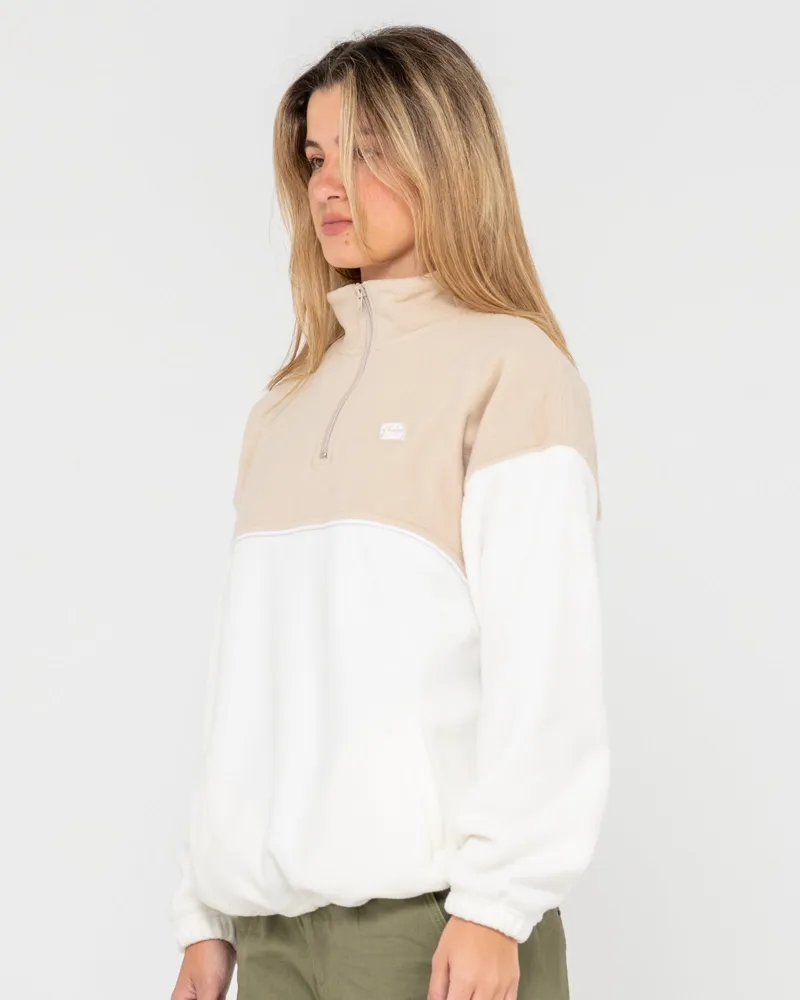 Rusty Tonal Division Half Zip Polar Fleece Oatmeal-2