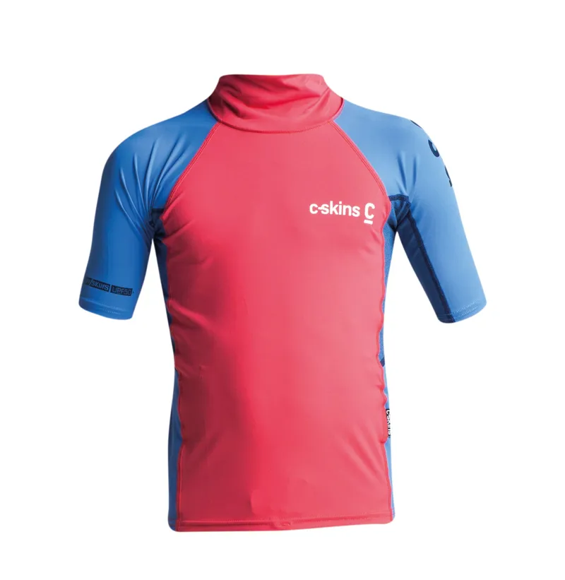 C-Skins Rash X Junior Short Sleeve Vest Slate / Magenta / Multi