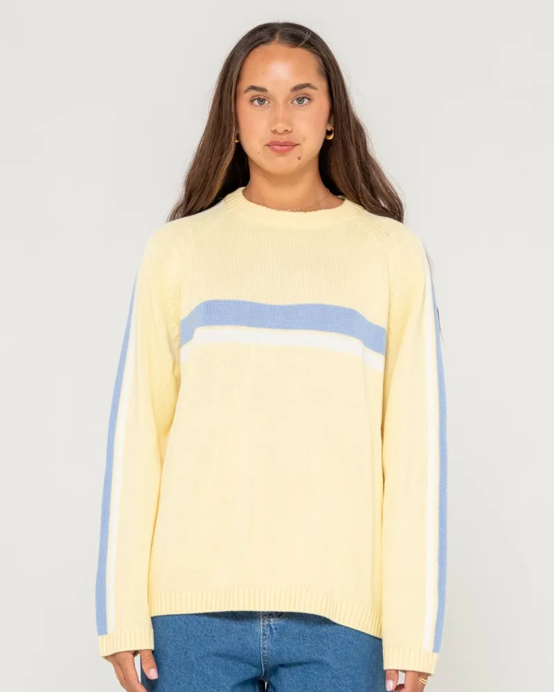 Rusty White Lines Long Sleeve Crew Neck Knit