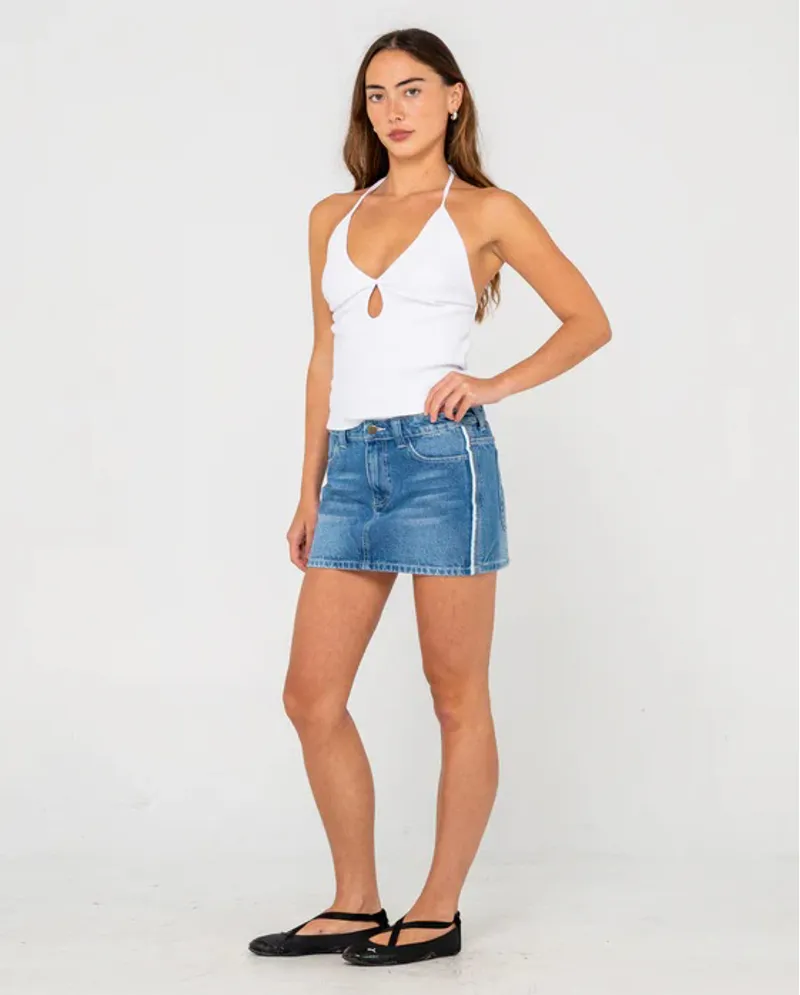 Rusty Flip Mommy Low Rise Denim Skirt