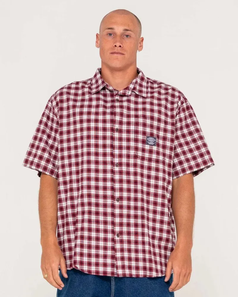 Rusty Worldwide S/S Check Shirt Rhubarb