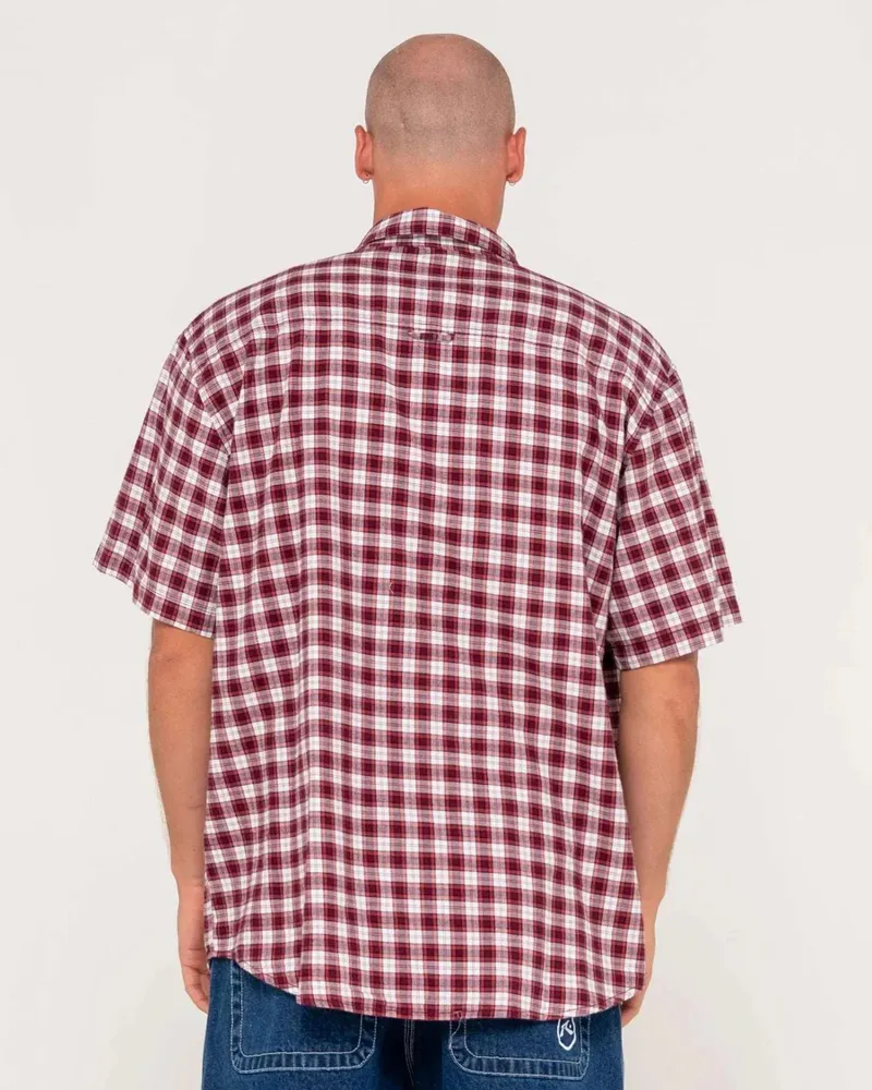 Rusty Worldwide S/S Check Shirt Rhubarb-2