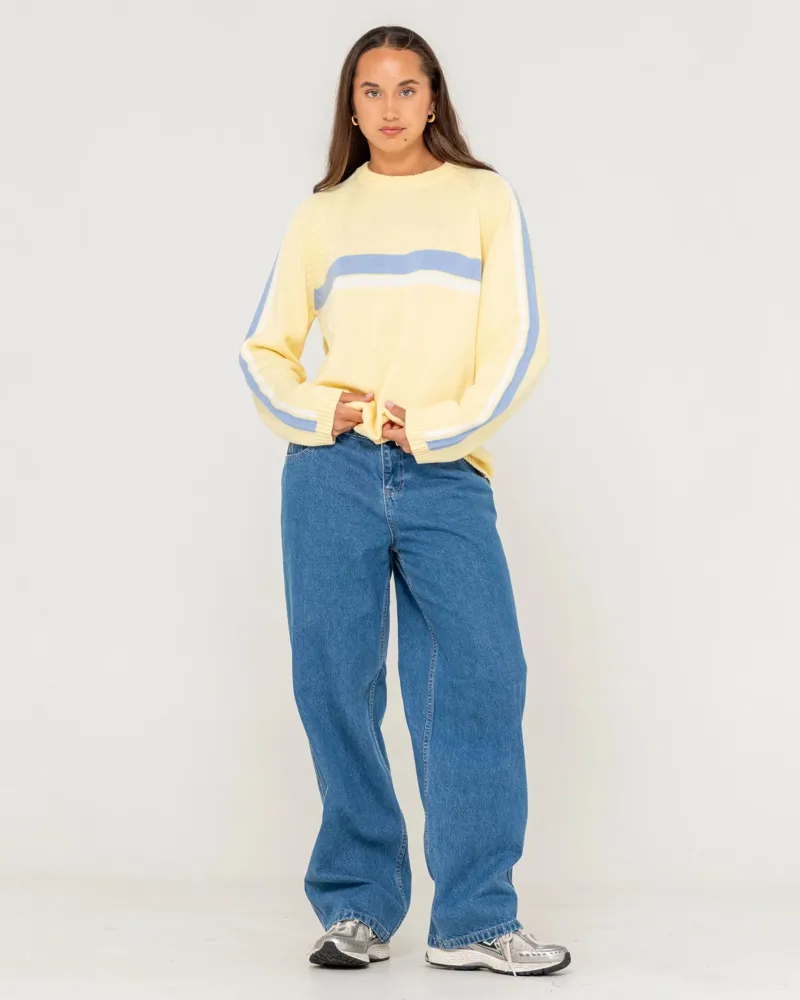 Rusty White Lines Long Sleeve Crew Neck Knit-2