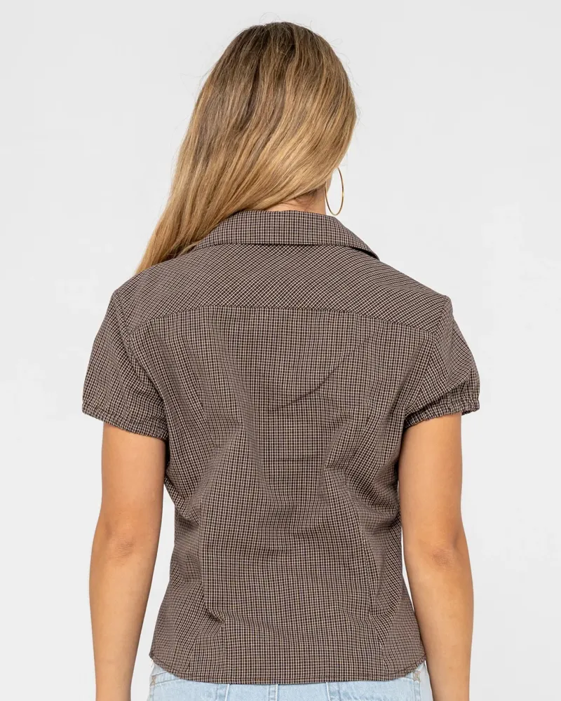 Rusty Missy May Check Fitted Shirt-3