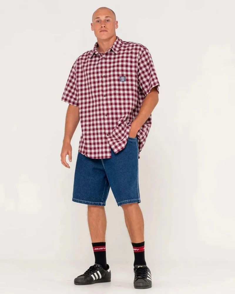 Rusty Worldwide S/S Check Shirt Rhubarb-1