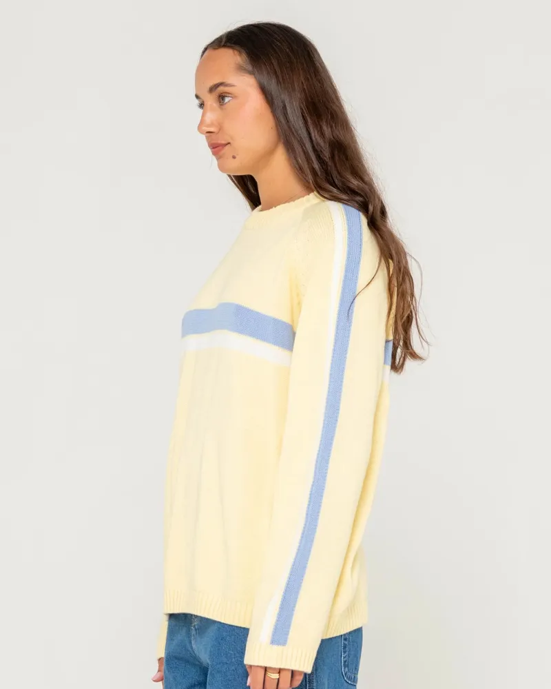 Rusty White Lines Long Sleeve Crew Neck Knit-1