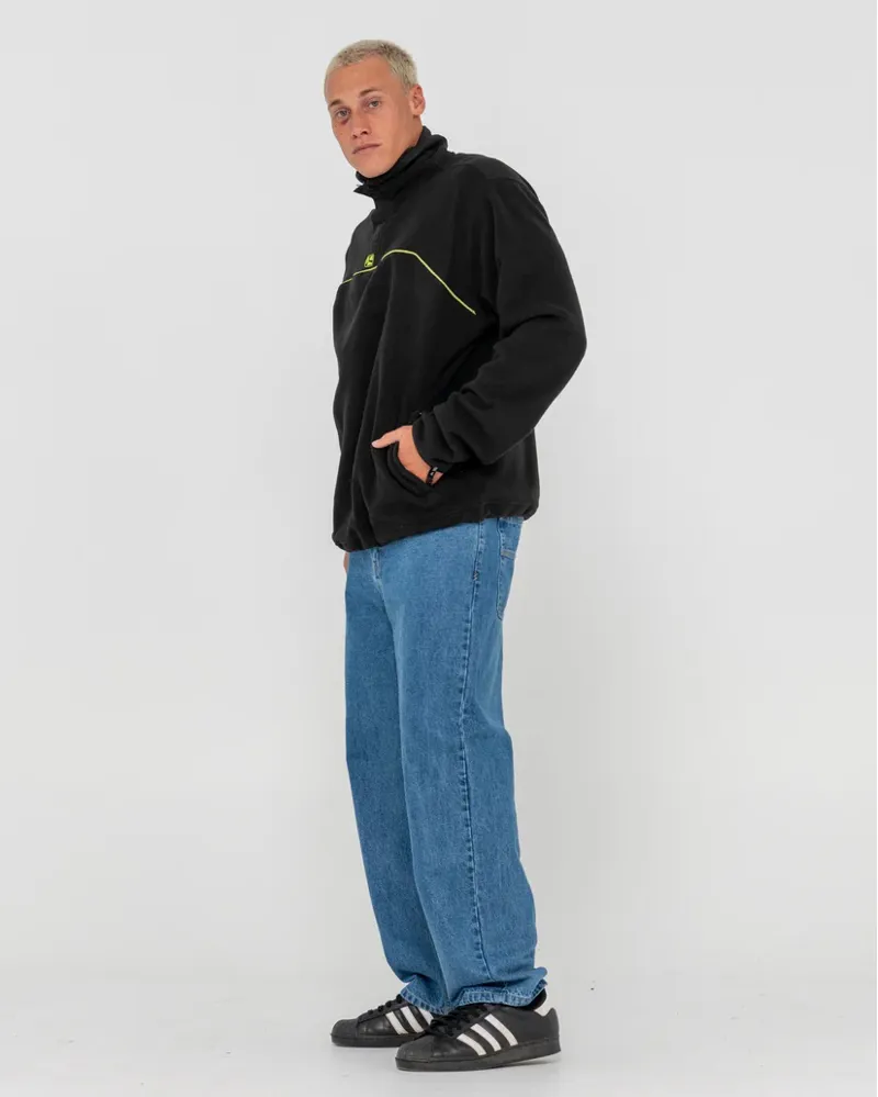 Rusty R- Tek Quarter Zip Tech Fleece Black-1