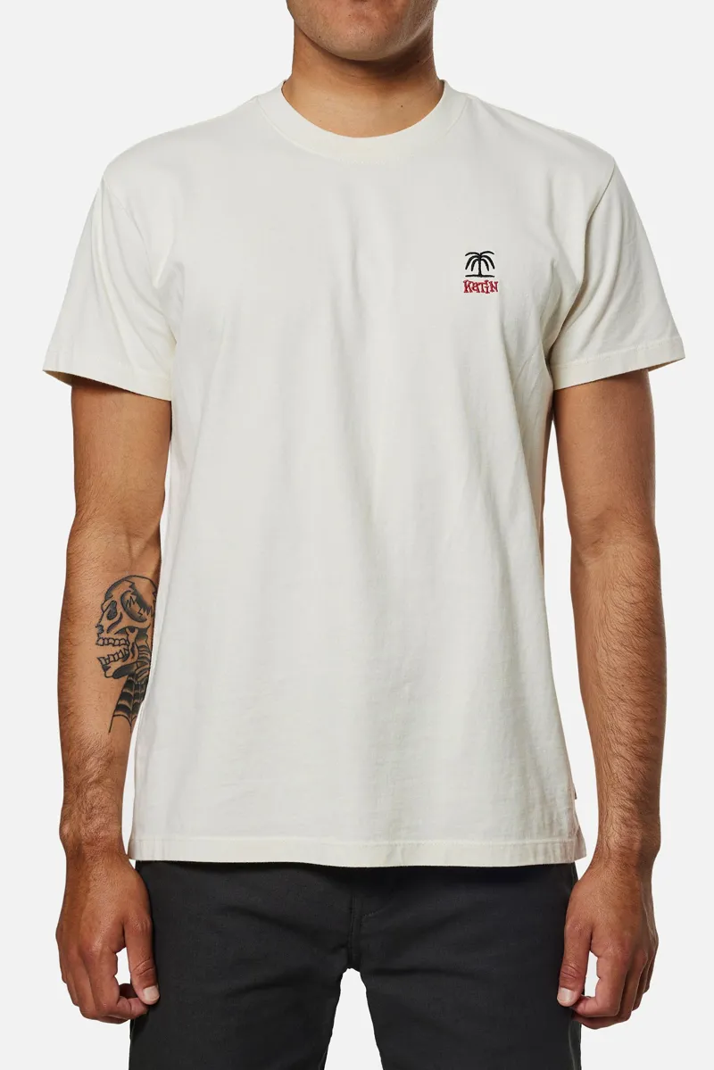 Katin K Palm Emb Tee Vintage White - Mens Short Sleeve T-Shirt
