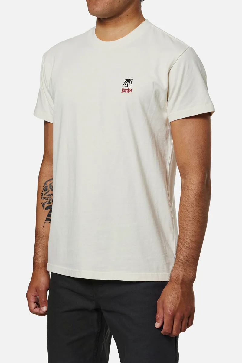 Katin K Palm Emb Tee Vintage White - Mens Short Sleeve T-Shirt-1
