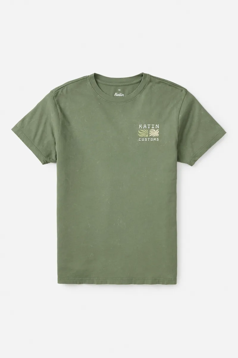 Katin Lino Tee Olive Sand Wash - Mens Green Short Sleeve T-Shirt-4