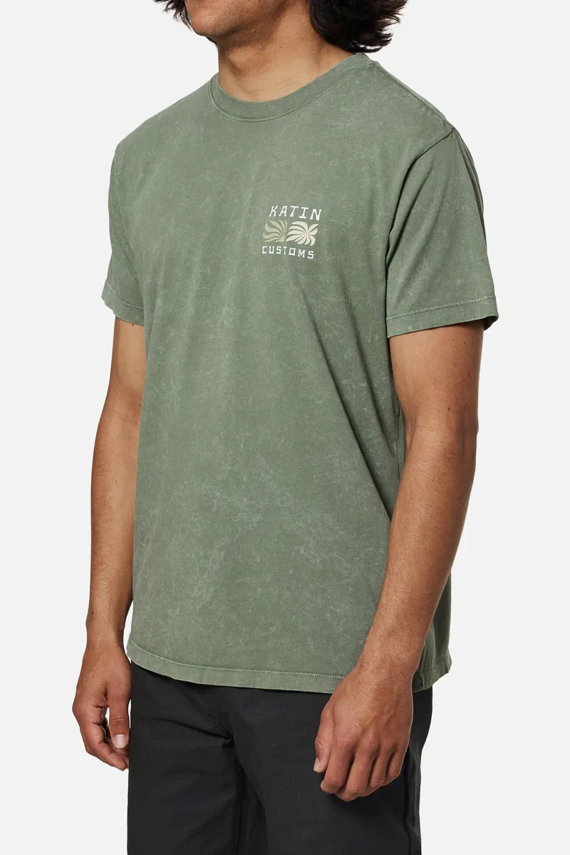 Katin Lino Tee Olive Sand Wash - Mens Green Short Sleeve T-Shirt-2