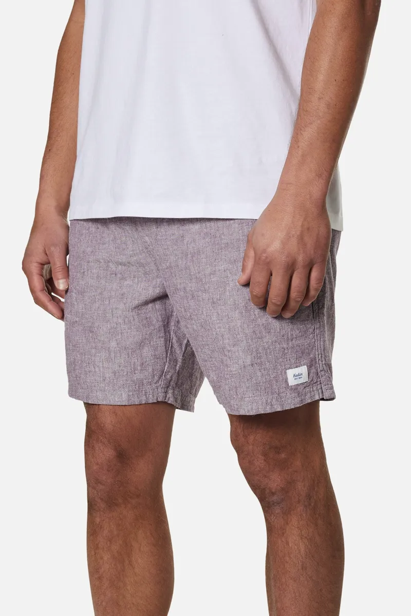 Katin Isaiah Local Short Auralite - Mens Purple Linen Shorts-1
