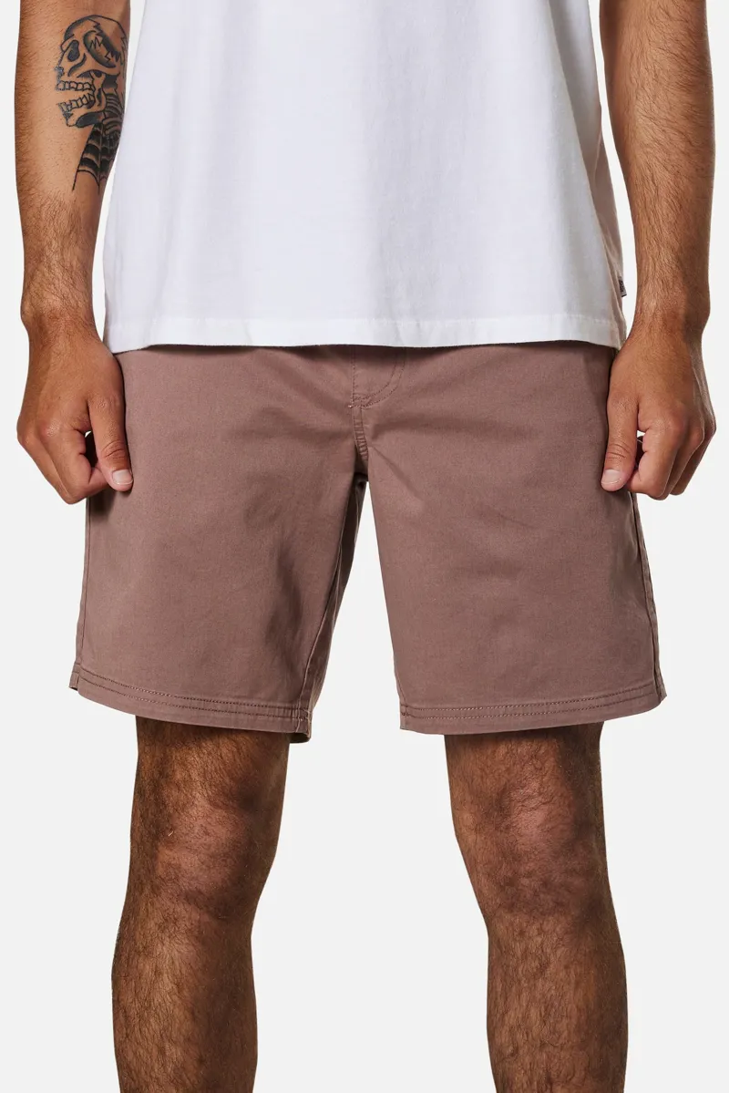 Katin Patio Short Dark Clay - Mens Red Elasticated Cotton Shorts