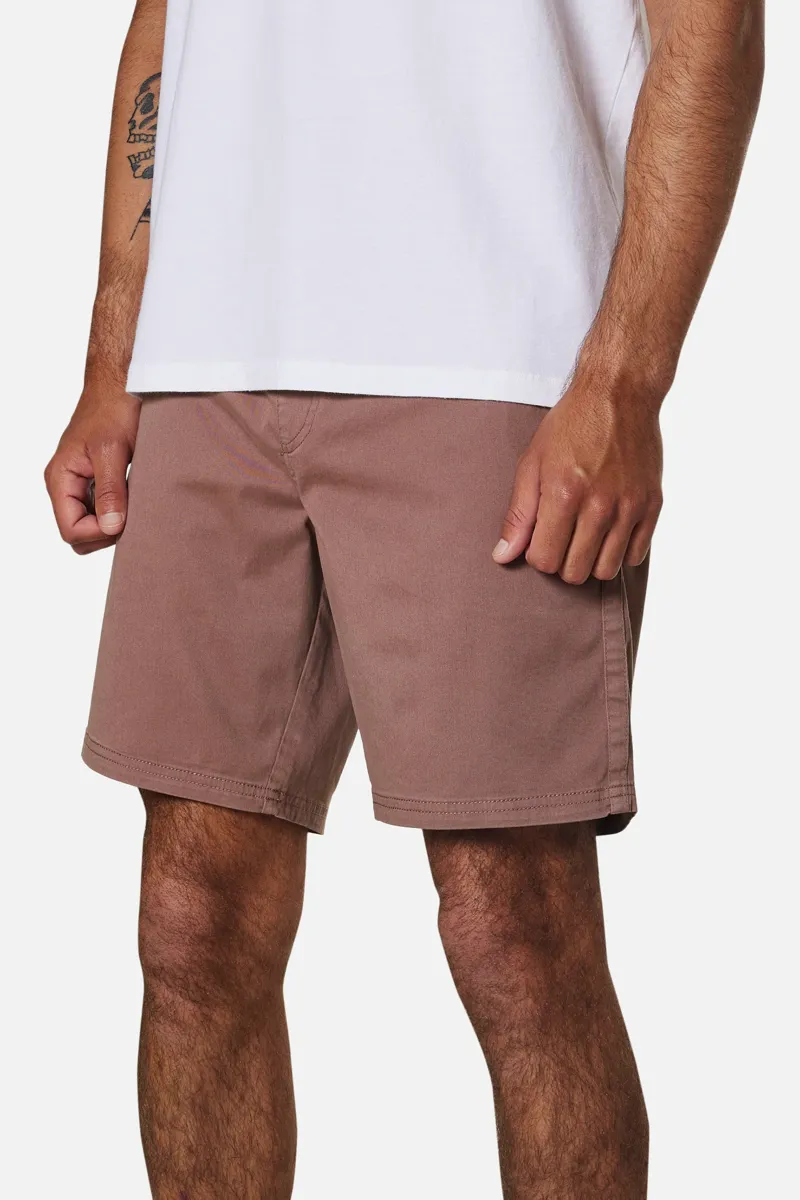 Katin Patio Short Dark Clay - Mens Red Elasticated Cotton Shorts-1