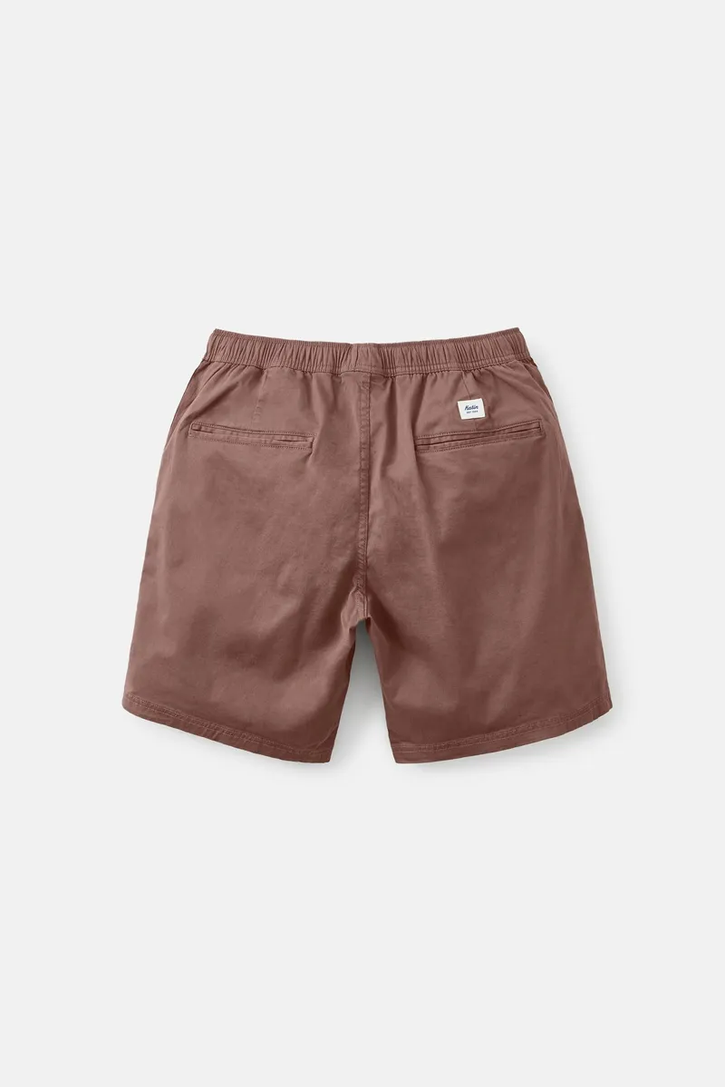 Katin Patio Short Dark Clay - Mens Red Elasticated Cotton Shorts-4