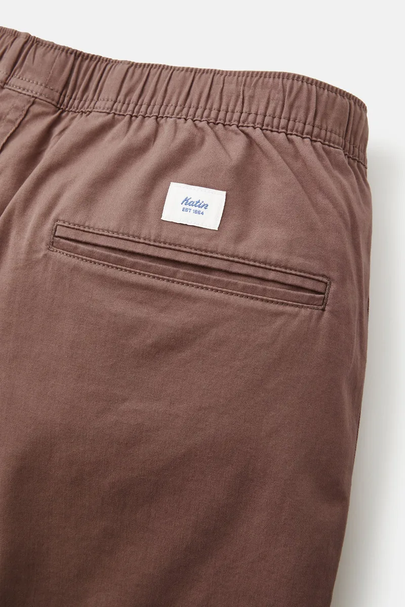 Katin Patio Short Dark Clay - Mens Red Elasticated Cotton Shorts-5