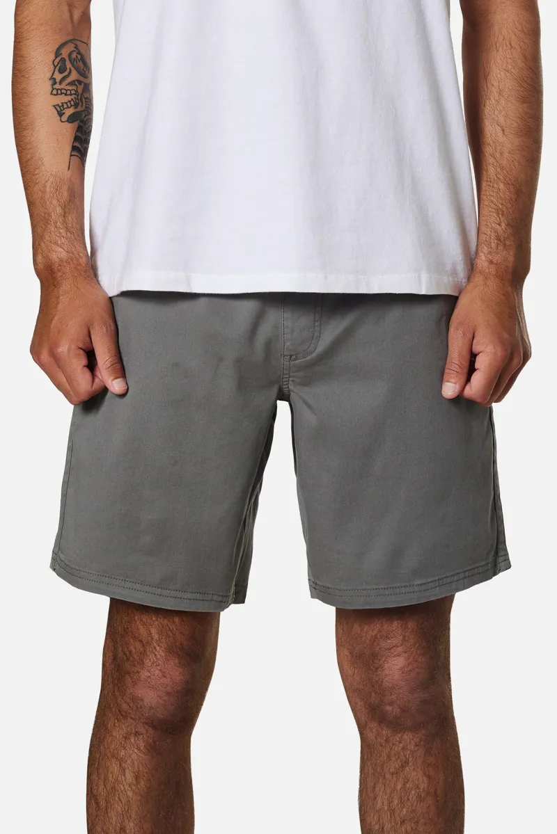 Katin Patio Short Soot - Mens Grey Elasticated Cotton Shorts