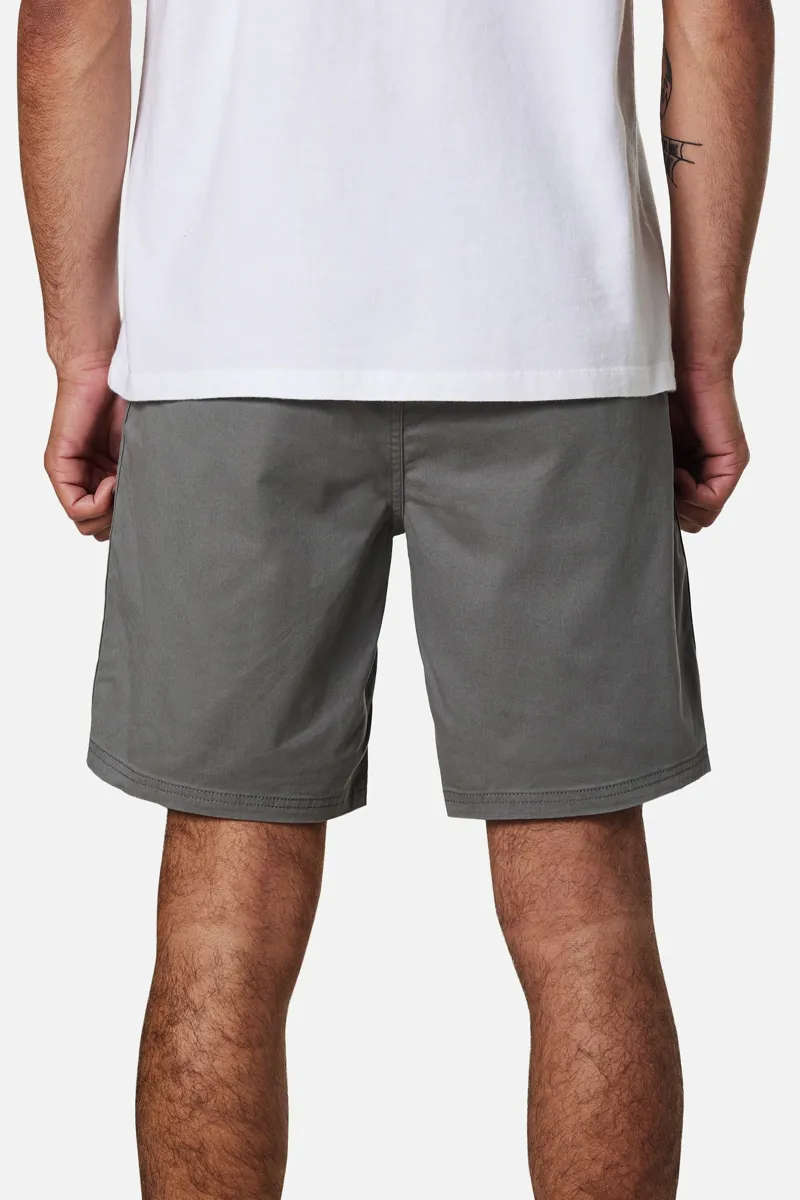 Katin Patio Short Soot - Mens Grey Elasticated Cotton Shorts-2