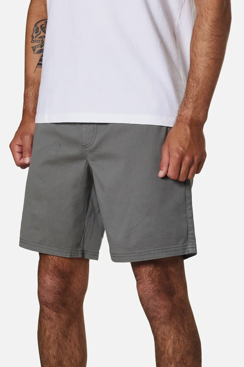 Katin Patio Short Soot - Mens Grey Elasticated Cotton Shorts-1